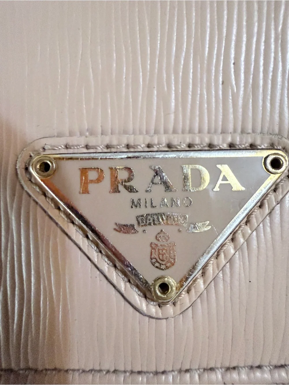 Prada Beige Leather Triangular Logo Wallet